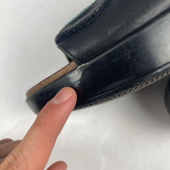 Dansko Women's size 41 Dixie Full Grain Black/Turquoise Women's Sandals Leather - Picture 7 of 16